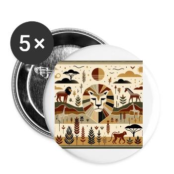 Safari abstrait dans la nature sauvage avec motif de lion - Lot de 5 petits badges (25 mm) - blanc - Devant