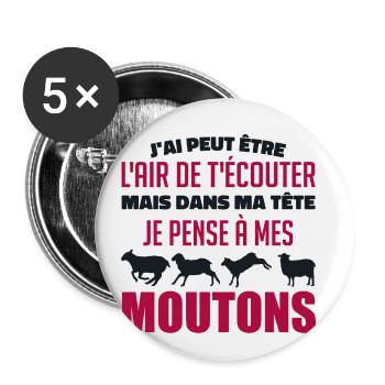 I think of my sheep - Buttons small 1''/25 mm (5-pack) - white - Front
