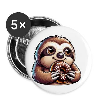 paresseux dessin animé beignet bonbon drôle - Lot de 5 petits badges (25 mm) - blanc - Devant