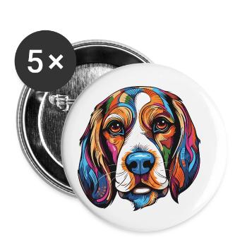 Beagle Hund Portrait - Buttons klein 25 mm (5er Pack) - Weiß - Vorne