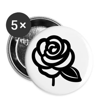 Pink Flower - Buttons small 1''/25 mm (5-pack) - white - Front