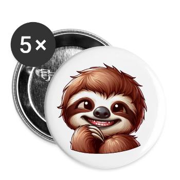 Süßes schüchternes Faultier Cartoon - Buttons klein 25 mm (5er Pack) - Weiß - Vorne