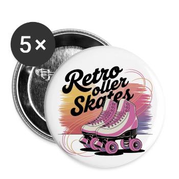 Retro Roller Skates – 80s Vibes - Buttons klein 25 mm (5er Pack) - Weiß - Vorne