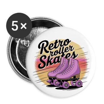 Retro Roller Skates – 80s Vibes - Buttons klein 25 mm (5er Pack) - Weiß - Vorne