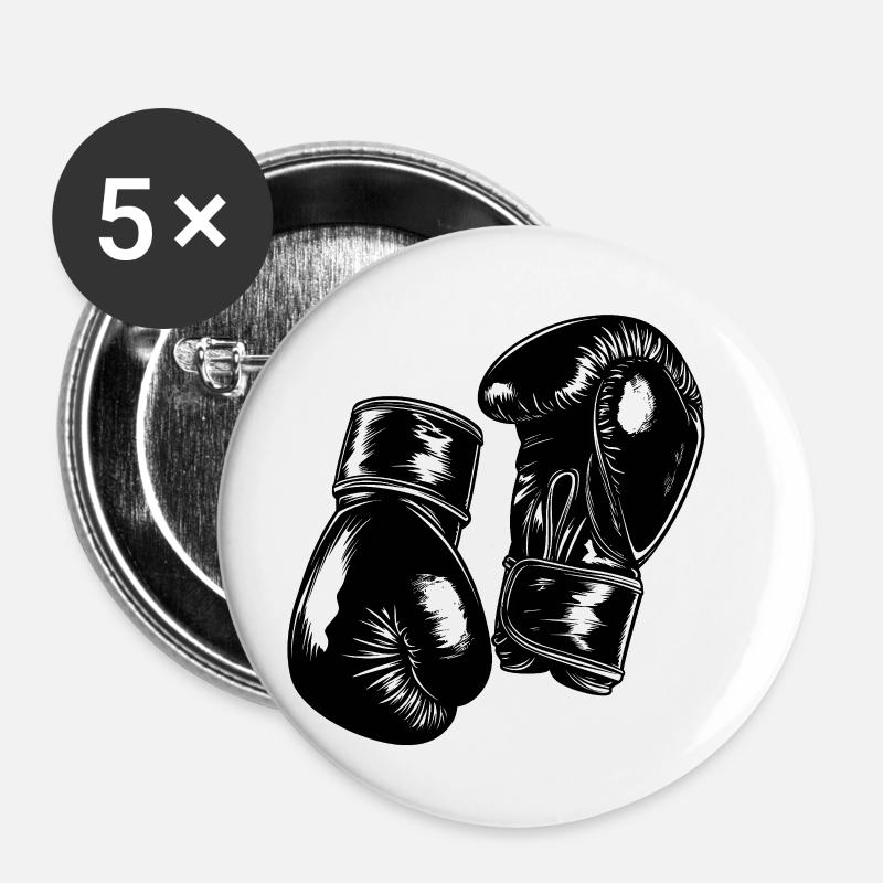 boxhandschuhe boxing boxer boxen - Buttons klein 25 mm (5er Pack) - Weiß