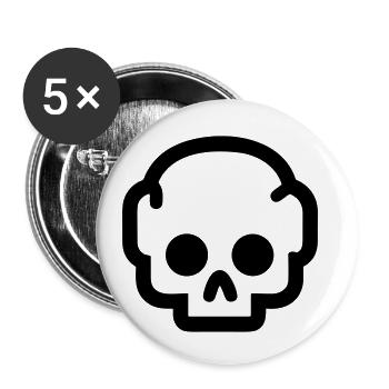 Skull - Buttons small 1''/25 mm (5-pack) - white - Front