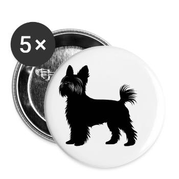 Yorkshire Terrier Dog Silhouette - Buttons small 1''/25 mm (5-pack) - white - Front