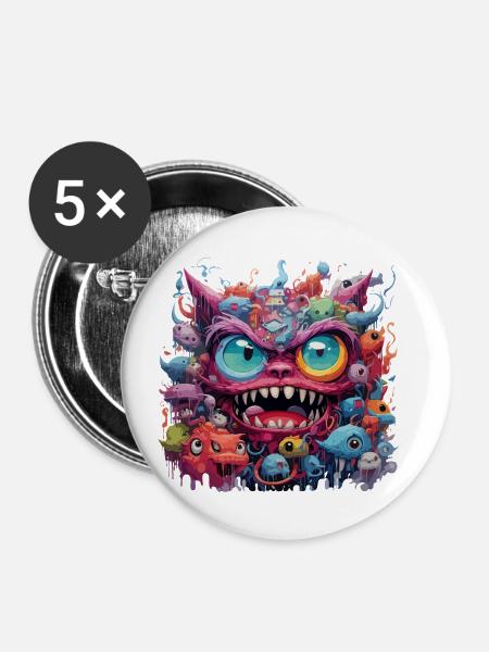 Chaos-Kreatur - Buttons klein 25 mm (5er Pack) - Weiß