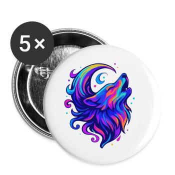 Moon Wolf - Buttons small 1''/25 mm (5-pack) - white - Front