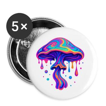 Neon Mushroom - Buttons small 1''/25 mm (5-pack) - white - Front
