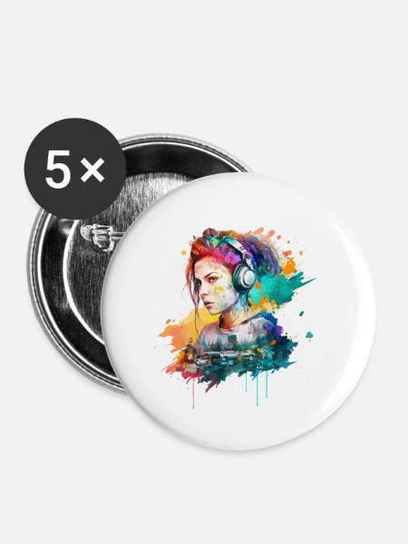 Farb DJane - Buttons klein 25 mm (5er Pack) - Weiß