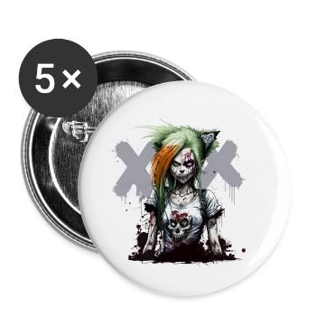 Zombie Punk - Buttons small 1''/25 mm (5-pack) - white - Front