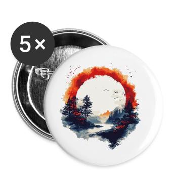 Autumn forest - Buttons small 1''/25 mm (5-pack) - white - Front