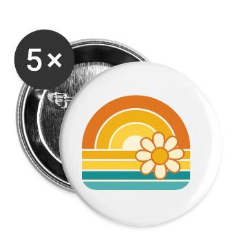 Mountain Roar – Retro Bear Spirit - Buttons klein 25 mm (5er Pack) - Weiß - Vorne