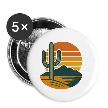 Desert Glow – Retro Silence - Buttons klein 25 mm (5er Pack) - Weiß - Vorne