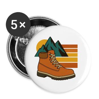 Step Wild – Retro Hiking Spirit - Buttons klein 25 mm (5er Pack) - Weiß - Vorne