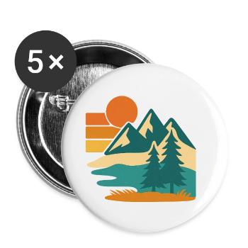 Wild Pines – Retro Forest Vibes - Buttons klein 25 mm (5er Pack) - Weiß - Vorne