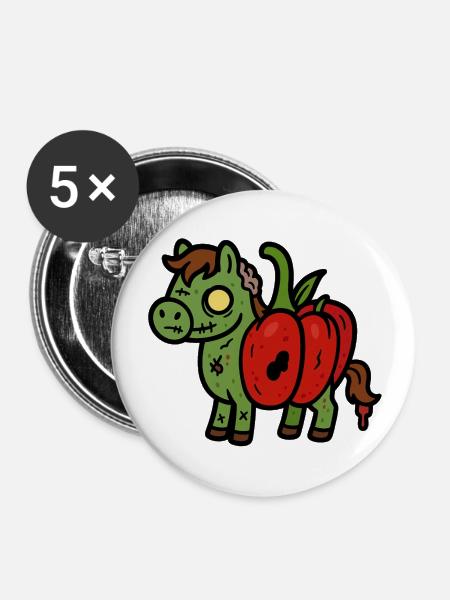 Pferdrika - Buttons klein 25 mm (5er Pack) - Weiß