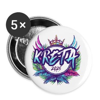 Crète 2025 Coloré - Lot de 5 petits badges (25 mm) - blanc - Devant