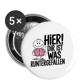 Here! Something fell down for you – saying - Buttons small 1''/25 mm (5-pack) - white - Front