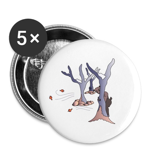 Winter Snow.Behind trees - Buttons small 1''/25 mm (5-pack)