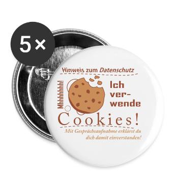 Cookies Datenschutzspruch - Buttons klein 25 mm (5er Pack) - Weiß - Vorne