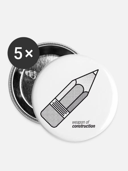 Weapons Of Construction - Buttons klein 25 mm (5er Pack) - Weiß