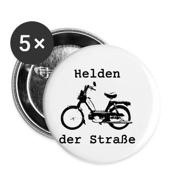 Helden der Straße, Hercules Prima 5, 25 km/h, Mofa - Buttons klein 25 mm (5er Pack) - Weiß - Vorne