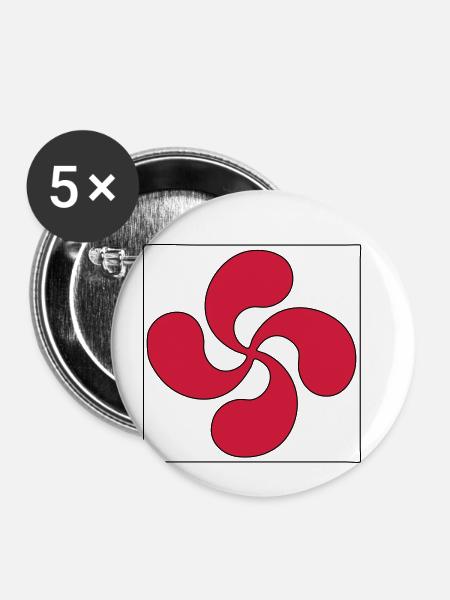 Baskische Quer - Buttons klein 25 mm (5er Pack) - Weiß