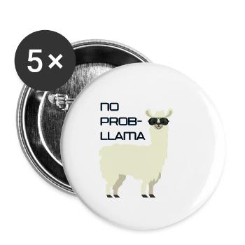 No Problama Lama Lustiger Spruch Alpaka Geschenk - Buttons klein 25 mm (5er Pack) - Weiß - Vorne