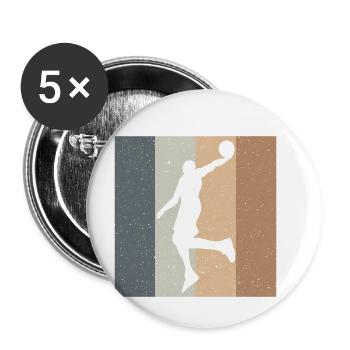 Basket-ball basket-ball équipe de basket - Lot de 5 petits badges (25 mm) - blanc - Devant