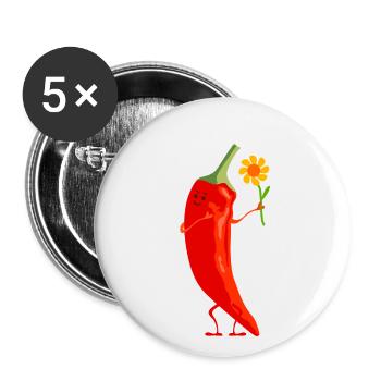 Mme Chili - Lot de 5 petits badges (25 mm) - blanc - Devant