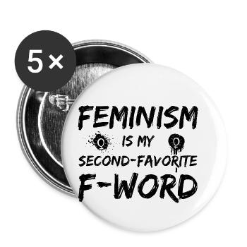 Féminisme féministe féministe - Lot de 5 petits badges (25 mm) - blanc - Devant