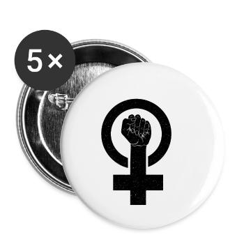 Feminist Feminismus Feministin - Buttons klein 25 mm (5er Pack) - Weiß - Vorne