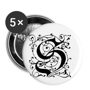 Letter S Name Sarah Sandra Sabrina Stefanie - Buttons small 1''/25 mm (5-pack) - white - Front
