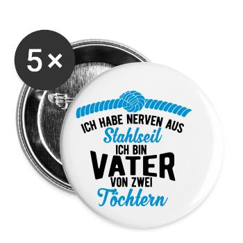 Gift for father two daughters - Buttons small 1''/25 mm (5-pack) - white - Front
