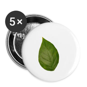 Feuille arbre plante printemps été automne vert - Lot de 5 petits badges (25 mm) - blanc - Devant