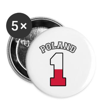Poland number 1 - Buttons small 1''/25 mm (5-pack) - white - Front