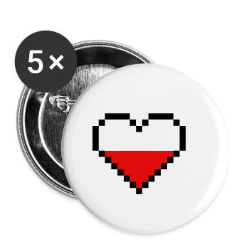 Pixel Herz Retro Videogames Life and Stamina - Buttons klein 25 mm (5er Pack) - Weiß - Vorne