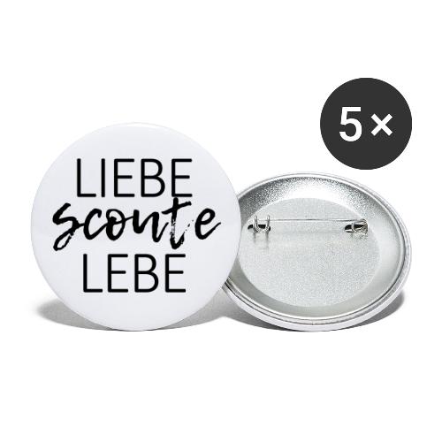 Liebe Scoute Lebe Lettering - Farbe frei wählbar - Buttons klein 25 mm (5er Pack)