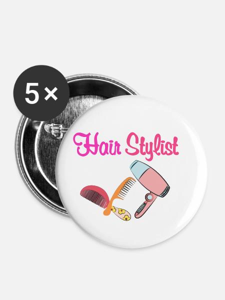 Hair Stylist - Buttons klein 25 mm (5er Pack) - Weiß