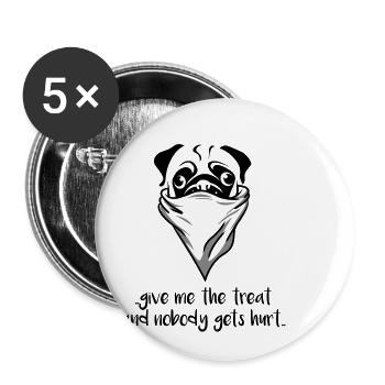 Carlin Dog Bandana Raid Pug - Lot de 5 petits badges (25 mm) - blanc - Devant