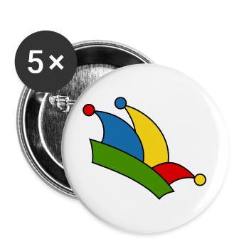Casquette de fou - Lot de 5 petits badges (25 mm) - blanc - Devant