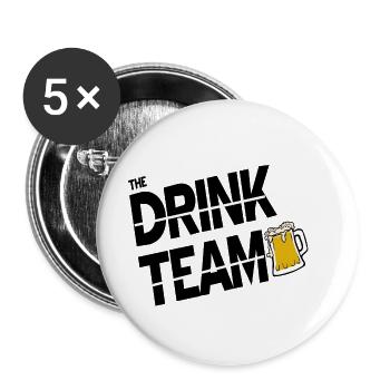 Drink Team - Buttons klein 25 mm (5er Pack) - Weiß - Vorne
