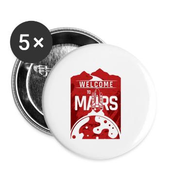 Rocket Mars Shirt Gift - Lot de 5 petits badges (25 mm) - blanc - Devant