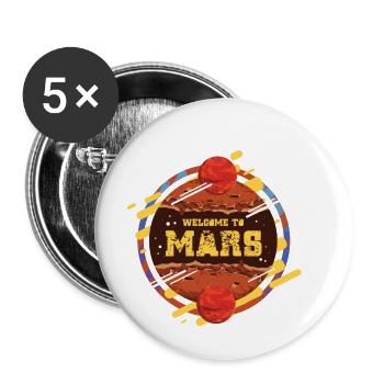 Bienvenue sur Mars Gift Idea - Lot de 5 petits badges (25 mm) - blanc - Devant