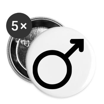 Mann Zeichen - Buttons klein 25 mm (5er Pack) - Weiß - Vorne