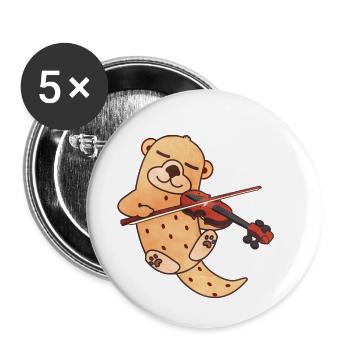Süßer Otter Violine Geige Kinder Musik Geschenk - Buttons klein 25 mm (5er Pack) - Weiß - Vorne