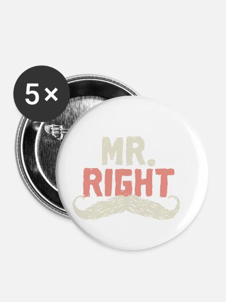 Mr. Right - Buttons small 1''/25 mm (5-pack) - white