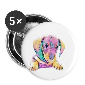 Dackel - Buttons klein 25 mm (5er Pack) - Weiß - Vorne